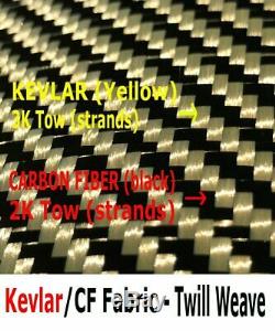 12 in x 50 FT fabric made with KEVLAR-CARBON FIBER Fabric Twill -3K/200g/m2