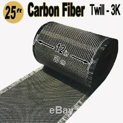 12 x 25 Ft-CARBON FIBER Fabric-3K TOW 220g/m2 -2x2 TWILL WEAVE