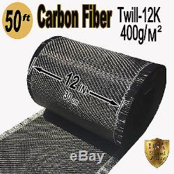 12 x 50 Ft-CARBON FIBER -12K Tow 400g/m2 -2x2 TWILL WEAVE -0.46mm Thick