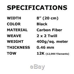 12 x 50 Ft-CARBON FIBER -12K Tow 400g/m2 -2x2 TWILL WEAVE -0.46mm Thick