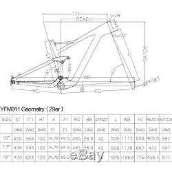 29ER 19 Full Carbon Fiber Suspension Frame, 3K twill Glossy bicycle mtb frame