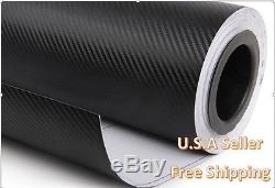 3D Twill-Weave CARBON FIBER VINYL 12x60 Roll BLACK Wrap Sheet Bubble Free