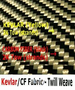 4 in x 50 FT made with KEVLAR-CARBON FIBER Fabric- Yellow-Twill-3K/200g/m2
