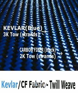 4 x 100 FT CARBON ARAMID FABRIC-2x2 TWILL WEAVE-3K/240g (Blue)
