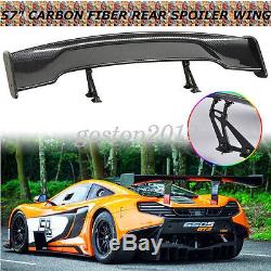 57'' 145CM 3D GT Car Rear Trunk Twill Carbon Fiber Color Racing Spoiler Wing New