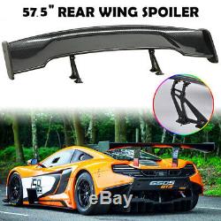 57'' 3D 3DI GT Carbon Fiber Color Adjustable Rear Racing Spoiler Wing & Bracket