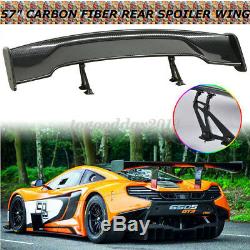 57'' 3D GT Twill Carbon Fiber Color Car Rear Spoiler Trunk JDM Racing Wing