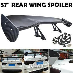 57.5 Inch Universal Carbon Fiber Color Rear Trunk JDM Racing 3D GT Spoiler Wing
