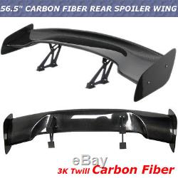 Adjustable 3D 3DI GT Real Trunk Sedan 3K Twill Carbon Fiber 57.5'' Wing Spoiler