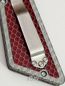 Benchmade 553 Mel Pardue Griptilian Tanto Custom Scales Silver Twill Red C-Tek