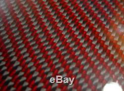 Carbon Fiber Panel Made with Kevlar Red. 012/. 3mm 2x2 twill-24x48
