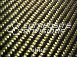 Carbon Fiber Panel Made with Kevlar Yellow. 012/. 3mm 2x2 twill-48x48