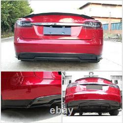 Carbon Fiber Rear Bumper Diffuser Spoiler Fit For Tesla Model S 60D P85 12-15
