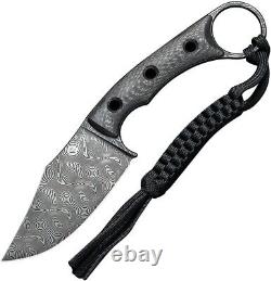 Civivi Midwatch Fixed Knife 3.38 Damascus Steel Blade Twill Carbon Fiber Handle