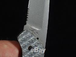 Custom Handmade Terry Renner Gentleman's Slim Silver Twill Carbon Fiber Knife
