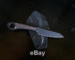 Custom handmade fixed blade knife USA Black gunkote nitro-v twill carbon fiber