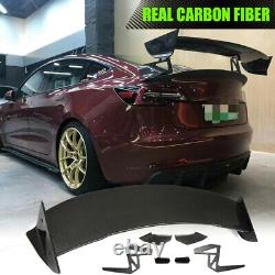 Dry Carbon Fiber Rear Trunk Lid Spoiler GT Wing for Tesla Model 3 Sedan 2016-21