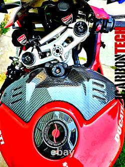 Ducati V4 V4s Real Carbon Fiber Gas Vented Tank Cover Gloss Finish Twill Weave