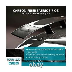 FIBERGLASS WAREHOUSE Carbon Fiber Cloth 3K, 5.7oz x 50 2x2 Twill Weave F