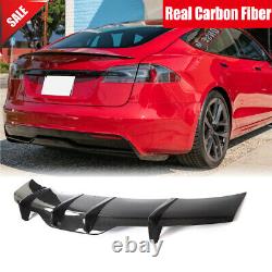 For Tesla Model S 2021-2023 Real Carbon Fiber Rear Bumper Diffuser Lip Body Kits