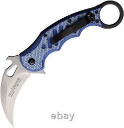 Fox Karambit Linerlock Blue Twill G10/Carbon Fiber Folding N690 Knife 479BLTSW