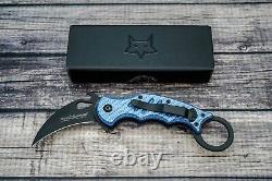 Fox Knives Karambit, Black N690, Blue Twill Carbon Fiber, FX-599 BLT
