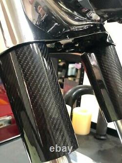 Gloss TwillCarbon Fiber Front Fork Slider Cover for Harley Davidson FL 13