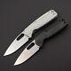 New! Asher Knives Spiros X2, Silver Spacer & Black Spacer Carbon Fiber, S90v