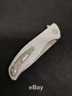 Shirogorov F3 Elmax blade Silver Twill Carbon Fiber handle folding knife SRBS