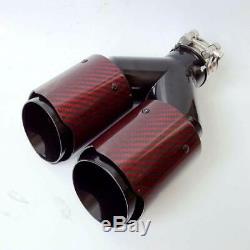 Sormor Red Twill Carbon Fiber Dual-Outlet Y-Style Muffler Pipes Exhaust Tips