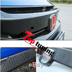 Sport RS Turbo Carbon Fiber Twill Grille Cover/Trim for 2016-2017 Honda Civic