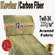 12 X 25 Ft Tissu Réalisé Avec Kevlar-fibre De Carbone Fabric Twill -3k / 200g / M2