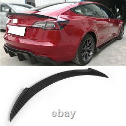 Chariot Arrière En Fibre De Carbone Trunk Lip Spoiler Wing Pour Le Modèle Tesla S Sedan 12-19