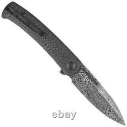 Couteau Civivi Caetus en fibre de carbone à motif twill, damas noir frotté à la main (C21025C-DS1)