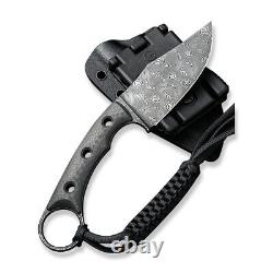 Couteau à lame fixe Civivi Knives Midwatch C20059B-DS1 en fibre de carbone à damas