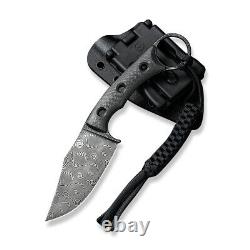 Couteau à lame fixe Civivi Knives Midwatch C20059B-DS1 en fibre de carbone tissée damassée
