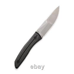 Couteau à lame fixe WE KNIFE Reazio 921A en acier CPM 20CV & fibre de carbone noire à chevrons
