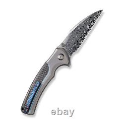 Couteaux de poche WE KNIFE Ziffius 22024A-DS1 en fibre de carbone twill et Damasteel 1/150