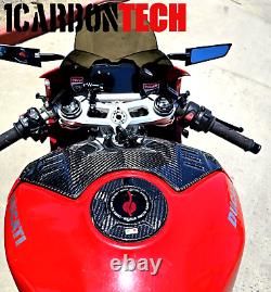 Couverture de réservoir de gaz en fibre de carbone véritable Ducati V4 V4s finition brillante tissage sergé