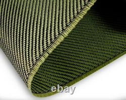 Fibre De Carbone Faite Avec Kevlar Jaune 3k 6.7oz 230gsm 40 Large Twill Weave Tissu