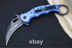 Fox Couteaux Karambit Bleu Twill Carbon Fibre Poignée / Black N690co Lame / Emer