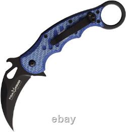 Fox Karambit Linerlock Blue Twill G10 / Fibre De Carbone Pliant Couteau Noir 479blt