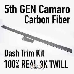 Nouveau 5ème Gen Camaro Carbon Fiber Dashboard Dash Trim Kit 100% Real 3k Sergé
