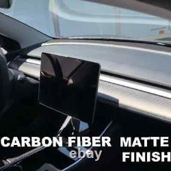 Pour la Tesla Model 3 Y de 2017-2023 - Couverture de tableau de bord intérieur en fibre de carbone mat réel