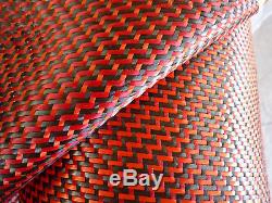 Tissu Orange / Rouge De Tissu De Kevlar De Tissu De Fibre De Carbone Double Armure De Sergé 50 3k 5 Yards