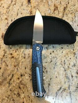 Trevor Burger Knives Atlas Plus Flipper Avec Fibre De Carbone Et Twill Bleu