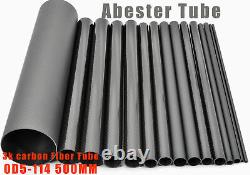 Tube en fibre de carbone 3K de 5-10 12 20 25 30 32 40 42 44-50 60 64 80 90 100 114 x 500mm